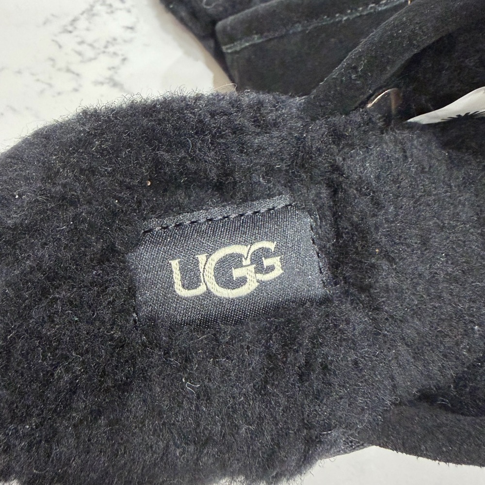 UGG Black Suede Slip-On Slippers - Picture 5 of 7